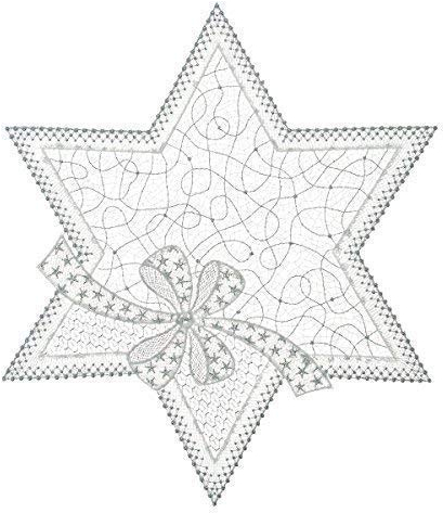 Plauener Spitze DeckchenHeiligabend 32 cm, Tischschmuck, Deko, Tischdekoration (Ecru-Silber)