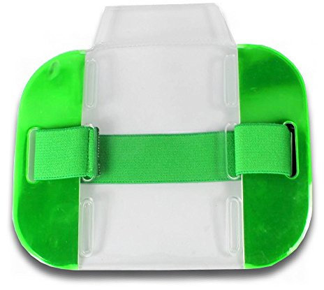 YOKID03-GRN - ID Armband Security Badge Holder Hi-Viz Lime Green