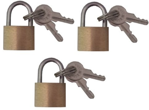 3 x Small Travel Suitcase Luggage Pad Locks with 2 Keys