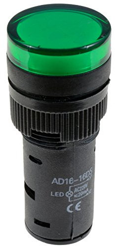 Green 16mm LED Pilot Indicator Light Panel Mount 230V