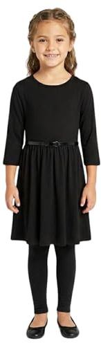 A2Z Girls Long Sleeve Skater Dress - 3/4 Skater Black 9-10