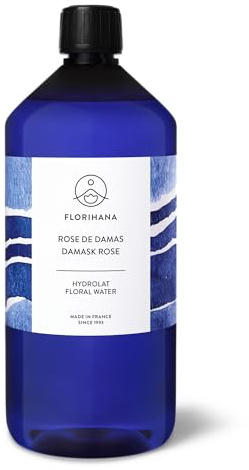 FLORIHANA – Hydrolat (Eau Florale) de Rose de Damas BIO – 100% Pur & Naturel – 1L - Equilibrant et purifiant