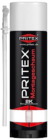 PRITEX – 2K Montageschaum 1 x 400 ml inkl. Aussprührohr – Bauschaum zum Verfüllen, Dämmen & Abdichten – Zargenschaum zur Montage von Türzargen, Fensterrahmen & Holztürfuttern