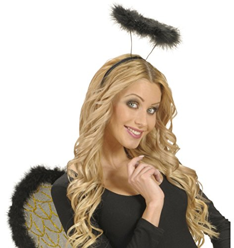 NET TOYS Heiligenschein Engel Haarreifen schwarz Haarreif Engelchen Aureole Glorie Engelkostüm Glorienschein Kostüm Accessoire Damen