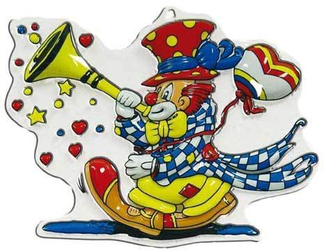PARTY DISCOUNT Wand-Deko Clown mit Tröte, Höhe ca. 30 cm