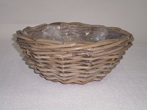 Pflanzschale , Rattan 30 x 12 cm grau
