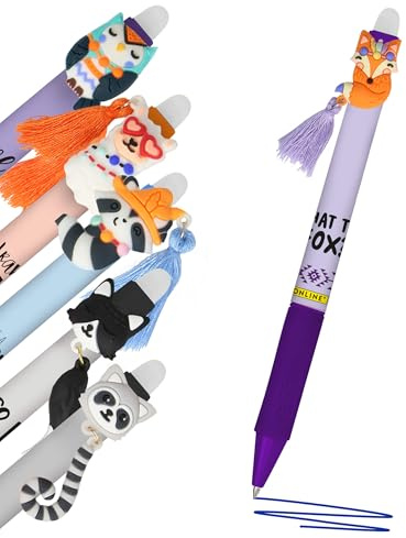 Online magiXX, 6x Radierstift Fun Charm I Gelschreiber blau radierbar mit 0,7mm Strichstärke I Tintenroller zum Schreibenlernen, Büro I kompatibel mit Frixion Mine I Radierbarer Kugelschreiber