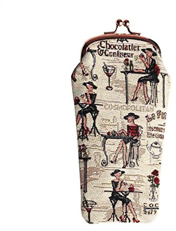 Signare Tapestry Glasses Case for Women Eyeglass Pouch With Fashion Lady Design (GPCH-RDV), Rendezvous, One Size