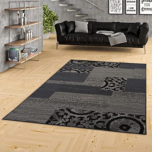 Trendline Teppich Patchwork Schwarz Grau in 4 Größen