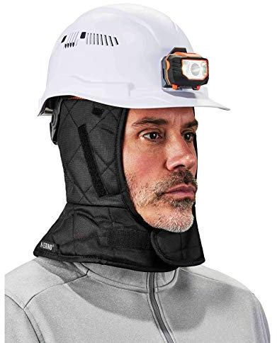 Ergodyne Winter Hard Hat Liner, Insulated, Fleece Lined, Shoulder Length, N-Ferno 6867, Black