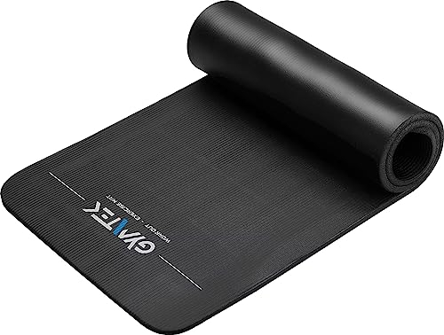 Gymtek Trainingsmatte - Yogamatte - 180x61cm - NBR 1,5cm Dicke - Fitness - Gymnastikmatte - Tragegurte - Pilates - Sportmatte - Dick - Abwertung der Bewegung - Aerobic (Schwarz)