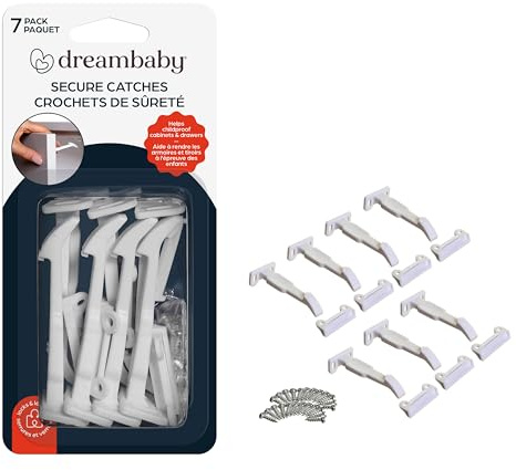 Dreambaby Secure Latches for Drawers and Cabinets, 7 Pack, Child Proofing Baby Safety Locks for Inside Drawer