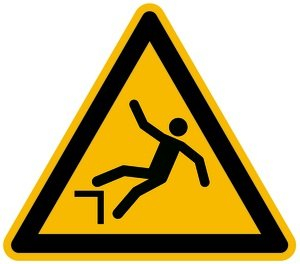 LEMAX® Warnschild, Warnung vor Absturzgefahr W008 DIN EN ISO 7010 Alu geprägt gelb/schwarz, 200mm