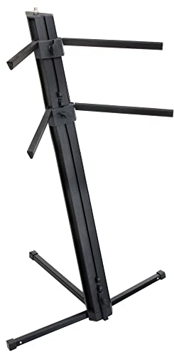 Classic Cantabile KS-100 Doppel-Keyboardständer - Keyboardständer 2-fach Höhenverstellbar - Keyboardstativ mit 25 kg Tragkraft pro Ebene - Anschluss für Mikrofonarm - Schwarz