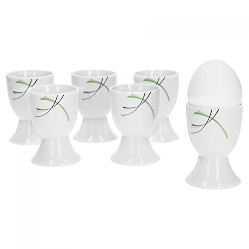 Donna Lot de 6 coquetiers en porcelaine blanche avec lignes décoratives 4,8 cm