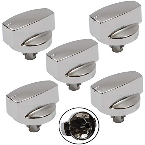 Genuine Belling 444445412 444445413 1000DF Oven Cooker Knob Function Control Switch (Silver/Chrome, Pack of 5 Knobs)