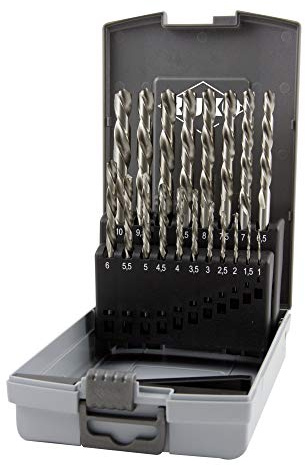 RUKO Spiralbohrersatz DIN 338 Typ N HSS G in Kunststoffkassette (ABS) linksschneidend 19-teilig