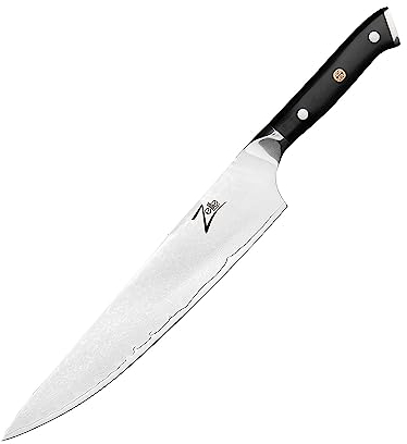 Zelite® Damastmesser, Scharfes Küchenmesser 25,4 cm, Japanisches Messer für Zuhause und Gastro, Profi-Messer Scharf, Damast Kochmesser für Küche, Damaszener Messer mit Nahtloser Verarbeitung
