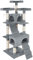 tectake® Arbol Rascador para Gatos, Torre de Escalada, Sisal 2 Casitas para Gatos, Cueva Gatos, 3 Plataformas y 4 Ratones Juguete, Antivuelco, Rascador Gato, Torre para Gatos - 170 cm Alto Gris
