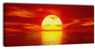 wandmotiv24 Leinwandbild Panorama Nr. 27 Roter Sonnenuntergang 100x40cm, Keilrahmenbild, Bild auf Leinwand, Kunstdruck Meer Sonne Abendrot