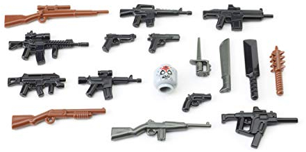 BrickArms Zombie Defense Pack | 16 Teile | Waffenset | Custom Waffen geeignet für Klemmbaustein Figuren