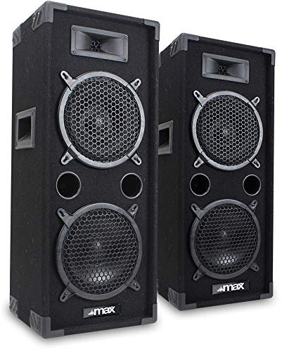 MAX Dual 8-Inch Passive DJ Speakers Pair - 1600W Compact Portable PA System with Deep Mega Bass, Midrange Drivers & Tweeters for Disco, DJ Events, Parties & Mobile Performers