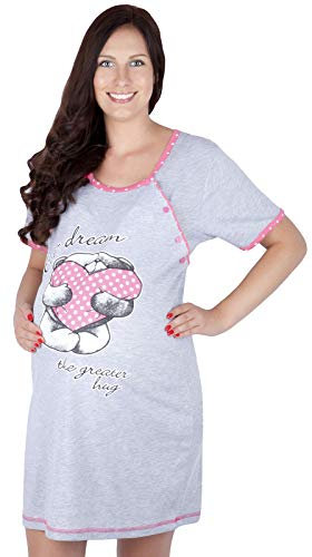 MijaCulture Mija - 2 en 1 Maternité/Allaitement/Coton Robe de Nuit 2056 U (EU 40, Rose)