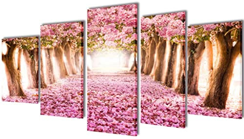vidaXL 5X Stampa su Tela da Muro Set Fiori di Ciliegio Decoro Arte Quadro Casa