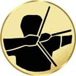 S.B.J - Sportland Pokal/Medaille Emblem, Motiv Bogenschießen, Durchmesser 50 mm, Gold
