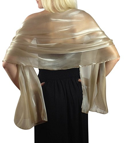Seidig schillernder Wickelschal für Hochzeiten, Brautjungfern, Abendkleidung, Abschlussball und Partys, 24 Farben Gr. One size, Golden Taupe