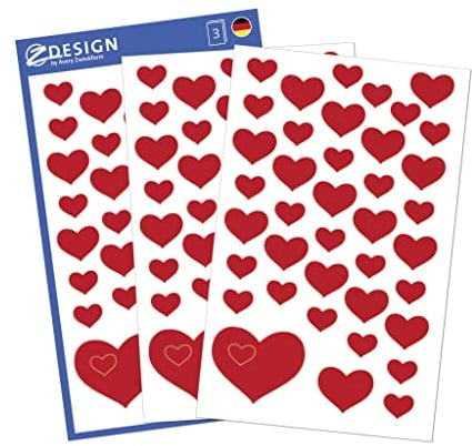 AVERY Zweckform 4371 Papier-Sticker Herzen 117 Aufkleber (selbstklebend, Glitzer, Gastgeschenke, Mitgebsel, Scrapbooking, Hochzeit, Bullet Journal, Liebe, Briefe, Poesiealbum, Freundschaftsbuch)