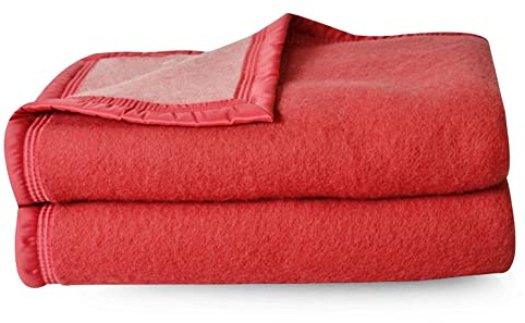 Linnea Couverture Pure Laine Vierge Woolmark 500g/m² Volta 220x240 cm Rouge Bois de Rose