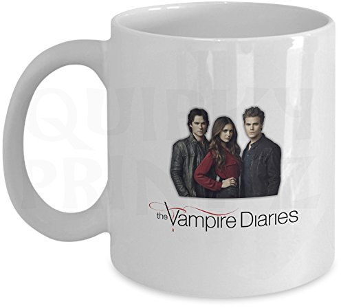 Quirky Novelty The Vampire Diaries Gift Slogan Mug, White Ceramic Coffee Cup, 10 oz (295.74 ml), Dishwasher Safe