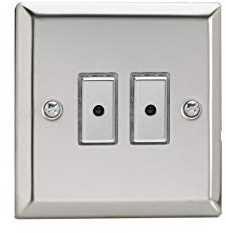 Varilight Eclique 2 2-Gang 1-Way Remote/Tactile Touch Control Master LED Dimmer 2 x 0-100W (Max 10 LEDs) Mirror Chrome JCE102