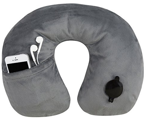 Travelon Deluxe Inflatable Pillow, Gray