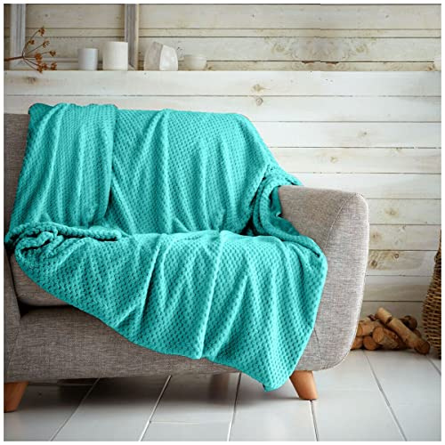 GAVENO CAVAILIA Cosy and Cuddly POPCORN Fleece Throw Blanket, 150 x 200 Cm, Polyester, Double, Aqua, 31118206
