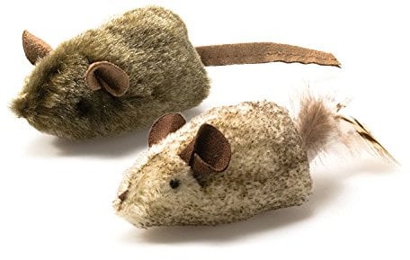 OurPets Play-N-Squeak Twice the Mice Cat Toy, 2pc Squeaking Cat Mouse Toy with Catnip