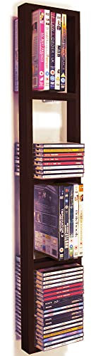 WATSONS IRIS - Wall Mounted 76 CD / 32 DVD/Blu ray Storage Frame Shelf - Brown