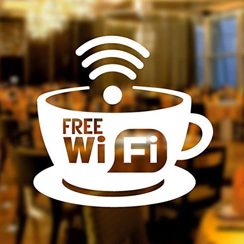 Wall4Stickers Free WiFi Coupe Gratuite Autocollant de Vinyle de Signe de fenêtre Graphique Café Boutique Salon Bar Restaurant