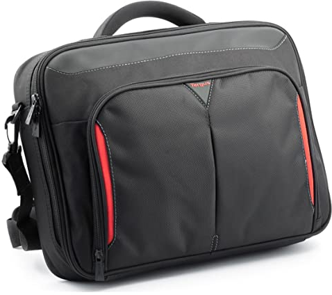 Targus Classic+ Clamshell Sacoche pour Ordinateur Portable 15,6, Sac à Bandoulière Homme Femme, Mallette Ordinateur Portable avec Station de Travail – Noir, CN415EU
