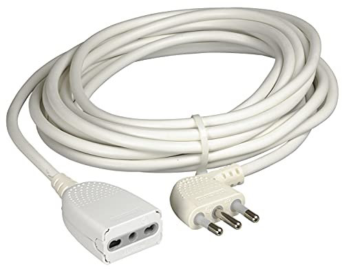 BTicino 2528B Prolunga Domestica 5 Metri con Spina 16A e Presa Bipasso, 10/16A, 3500 W, 250 V, Bianco