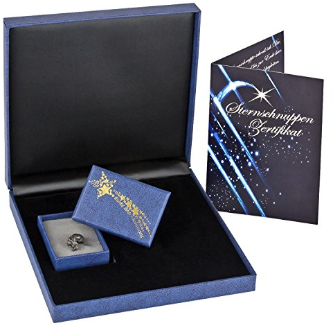 MaMeMi Geschenk-Set mit ECHTER STERNSCHNUPPE – METEORIT inkl. ECHTHEITSZERTIFIKAT & GLÜCKSMÜNZE – Romantisches Geschenk zur Geburt, Kommunion, KONFIRMATION, FIRMUNG, Taufe, Hochzeit