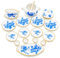 Odoria 1/12 Miniatura 17PZ Vajilla Porcelana con Flor Azul Cocina Accesorio para Casa de Muñecas