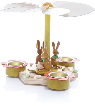 Rudolphs Schatzkiste Teelichtpyramide Osterhasen BxHxT 23x18,5x23cm NEU Pyramide Holzpyramide Ostern Osterhase Seiffen Erzgebirge Weihnachten Wärmespiel Teelicht Lichter Figur Holz Flügel Kerze