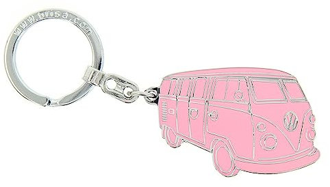 BRISA VW Collection - Porte-clés en métal Volkswagen - Accessoire de trousseau avec anneau - Porte-clés au design du Combi T1 (Silhouette/Rose)