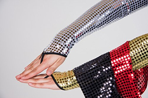 Festartikel Müller Kostüm Zubehör Fingerlose Pailletten Handschuhe Karneval schwarz