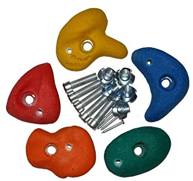 Loggyland Klettersteine für Kletterwand 5 Stück klein aus massivem Kompositmaterial mit hoher Griffigkeit auch bei Nässe