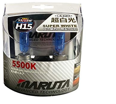 MARUTA SUPER WHITE H15 55/15W Lámpara Halógena 5500K Efecto Xenón luz de carretera & luz diurna ECE
