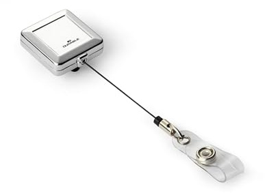 Durable Square Badge Reel in Chrome | Pack of 10 | With Extra Strong Clip | Ideal for Securely Holding Name Badges, Security Passes, Key Fobes, etc.