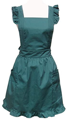 Hyzrz Delantales de cocina retro de algodón para mujeres y niñas, delantal victoriano con bolsillos para regalo (verde)